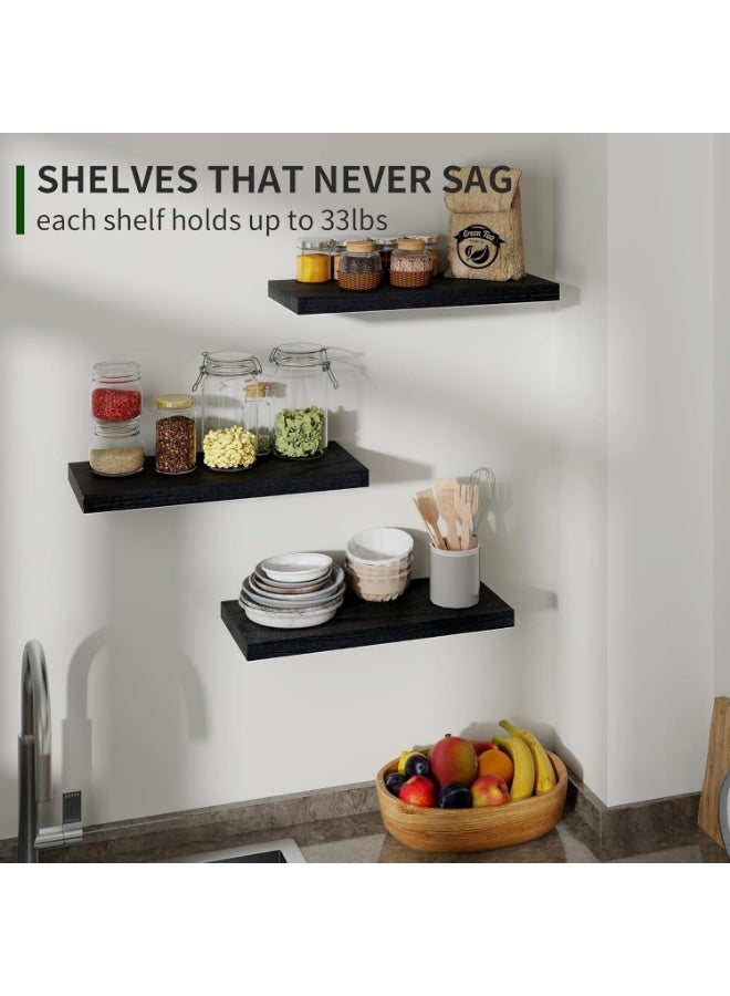 عربست رفوف الجدار العائمة,الجدار الزاوية الزخرفية الرف,3 حزمة الجدار الأسود الرف,الجدار المثبتة الرف الخشبي,الديكور المنزلي المألوف,مناسبة لغرفة النوم / غرفة المعيشة / الحمام / المطبخ / المكتب (30 + 40 + 50 سم) - Image 4